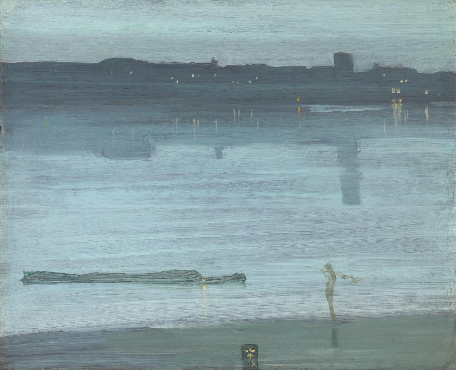 Nocturne: Blue and Silver - Chelsea 1871 by James Abbott McNeill Whistler 1834-1903